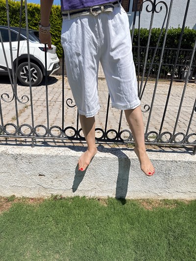 2106 Italyan Capri Pantolon Beyaz
