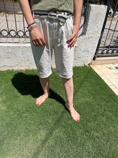 2106 Italyan Capri Pantolon Taş Renk
