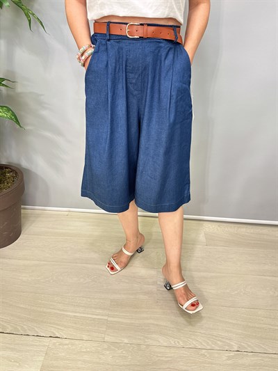 2106 Tencel ince kot 70 cm Italyan Şort Lacivert