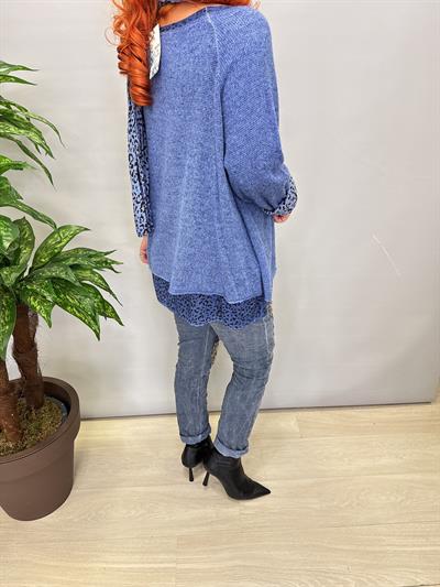 21190 Italyan Şal detay Astarlı Triko Mavi