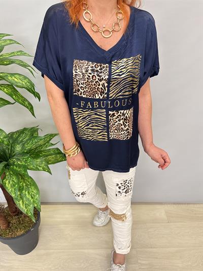 MNS 21191 İTALYAN LEOPAR DETAY BLUZ LACİVERT