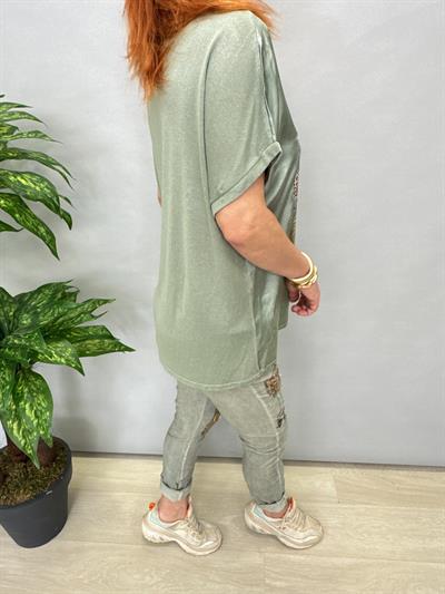 MNS 21191 İTALYAN LEOPAR DETAY BLUZ MİNT YEŞİLİ