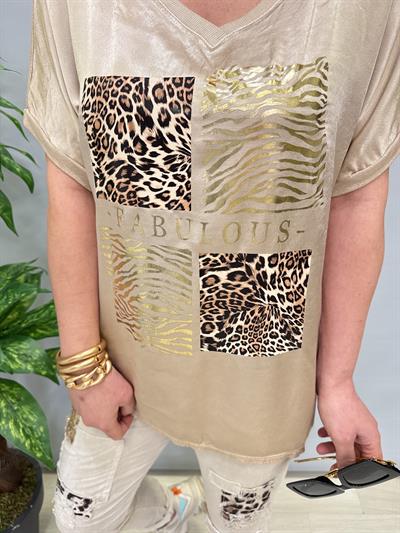 MNS 21191 İTALYAN LEOPAR DETAY BLUZ VİZON