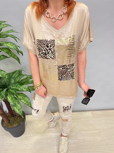 MNS 21191 İTALYAN LEOPAR DETAY BLUZ VİZON