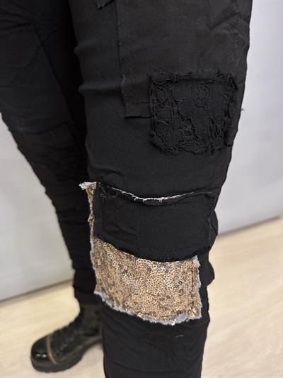 MNS 21191 İTALYAN PAYET DETAY PANTOLON 38-44 BEDENE  UYGUN SİYAH