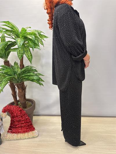 2120 3lü Takım Işıltılı Siyah