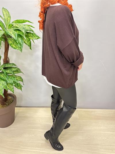 2121 Italyan Triko Bluz (KOLYE HEDİYELİ ) Acı Kahve