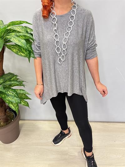 2121 Italyan Tunik Triko Bluz Gri