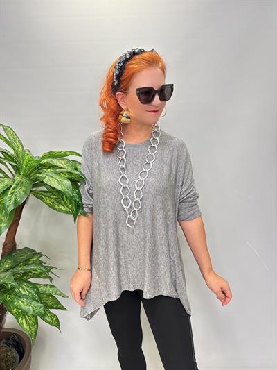 2121 Italyan Tunik Triko Bluz Gri