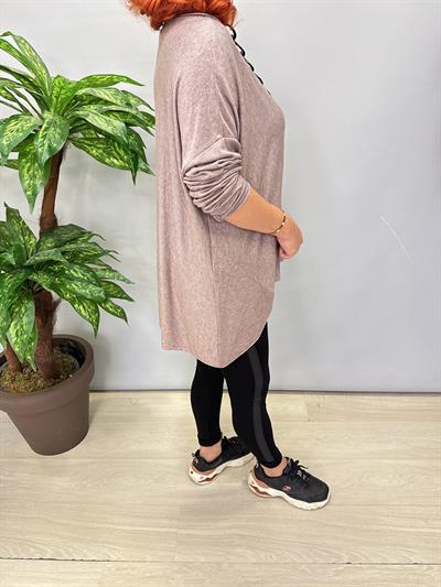 2121 Italyan Tunik Triko Bluz Vizon