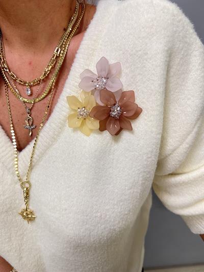 2126 Broş Detaylı Angora Triko Bluz Ekru