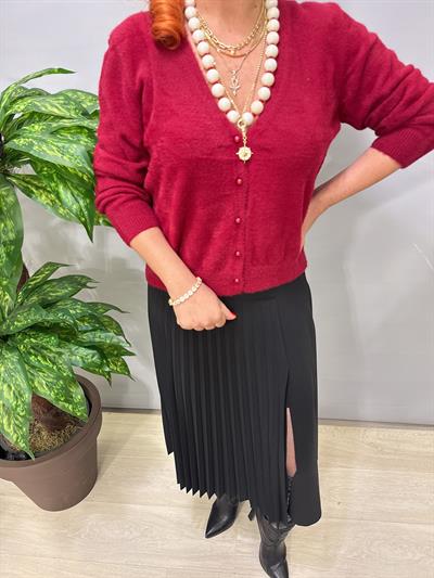 2126 İnci Düğmeli Triko/ Hırka Bordo