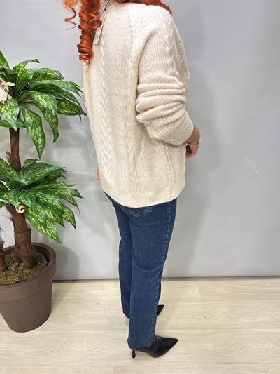 2126  Kurdele Detay Premium Triko Ekru