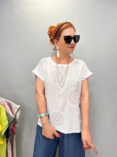 2136 Italyan Payet detay Bluz Beyaz