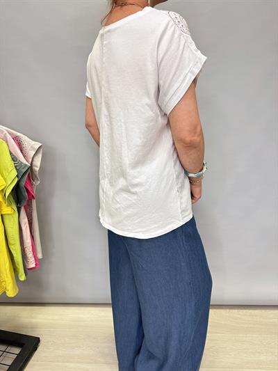 2136 Italyan Payet detay Bluz Beyaz