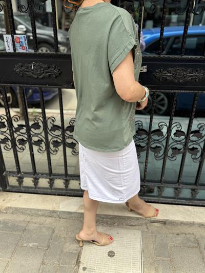 2136 Italyan Payet detay Bluz Haki