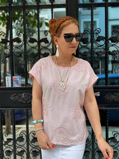 2136 Italyan Payet detay Bluz Pudra 