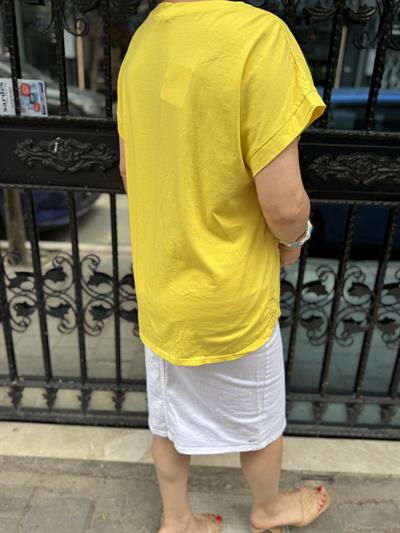 2136 Italyan Payet detay Bluz Sarı