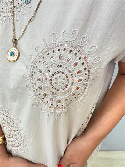 2136 Italyan Payet detay Bluz Taş