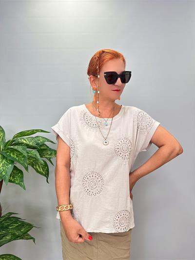 2136 Italyan Payet detay Bluz Taş