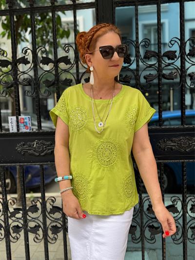 2136 Italyan Payet detay Bluz Yeşil