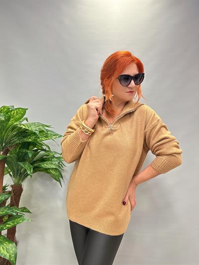 21745 YAKA FERMUAR ESNEK KAZAK CAMEL