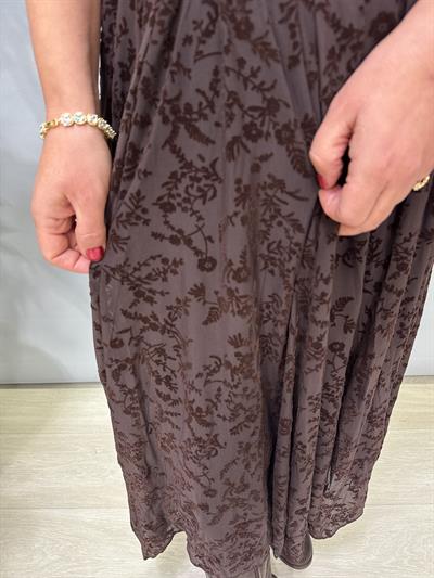 2188 Flok Kabartmalı Tül etek Acı Kahve