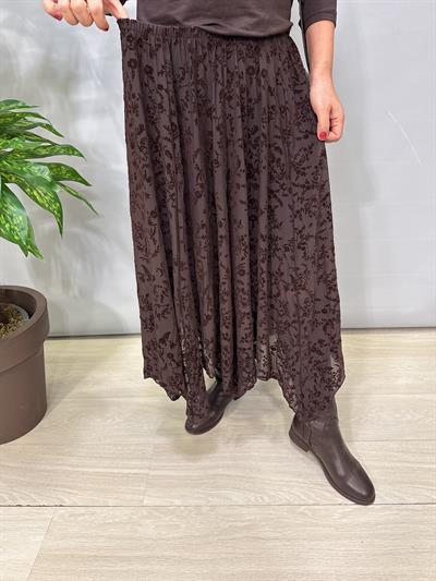 2188 Flok Kabartmalı Tül etek Acı Kahve