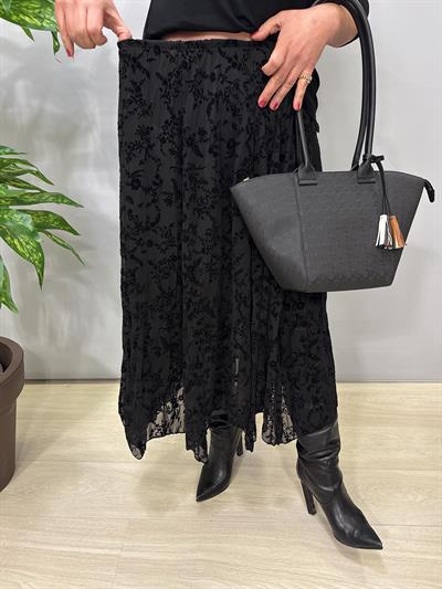 2188 Flok Kabartmalı Tül etek Siyah