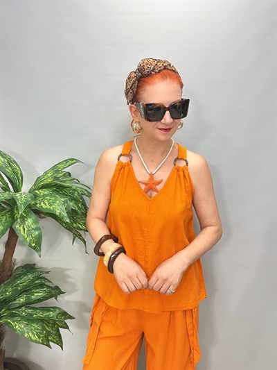 2205 Capri kod Pamuklu Bluz Turuncu