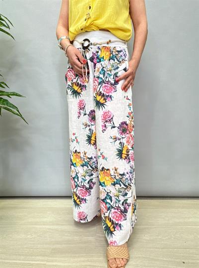 2209 Italyan Keten Pantolon Beyaz