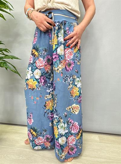 2209 Italyan Keten Pantolon Mavi