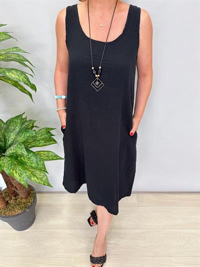 2260 Pamuklu Müslin Elbise Siyah