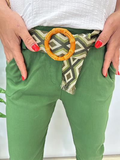 2266 Italyan Capri Pantolon Çimen Yeşili