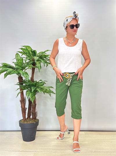 2266 Italyan Capri Pantolon Çimen Yeşili