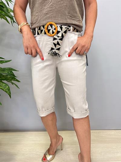 2266 Italyan Capri Pantolon Taş