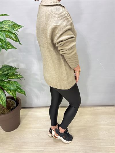 22733 DÜĞME DETAY TASARIM KAZAK Vizon