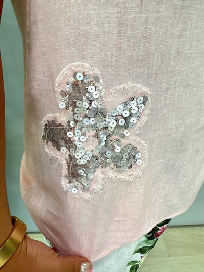 2280 Italyan Çiçek Detay Bluz Pudra