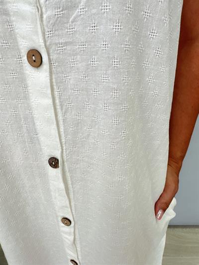 2288 Pamuklu Gömlek Elbise Beyaz