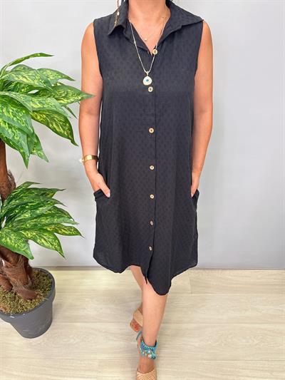 2288 Pamuklu Gömlek Elbise Siyah