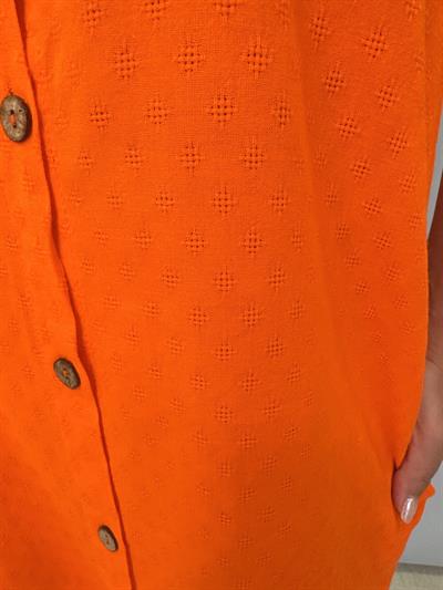 2288 Pamuklu Gömlek Elbise Turuncu