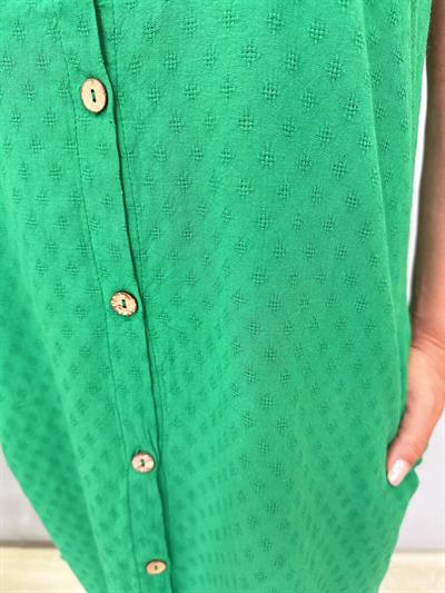 2288 Pamuklu Gömlek Elbise Yeşil