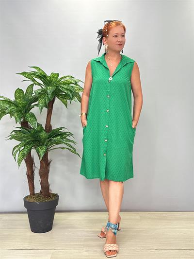 2288 Pamuklu Gömlek Elbise Yeşil