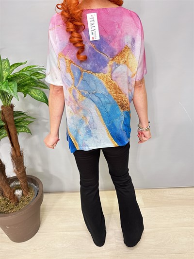 2295 Italyan Dijital Baskı Merserize Bluz 