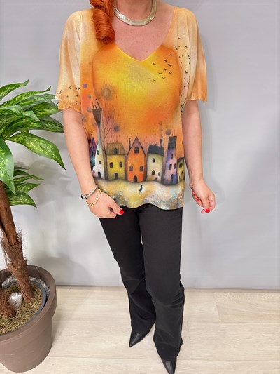 2295 Italyan Dijital Baskı Merserize Bluz 