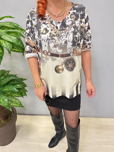 2322 Italyan Desenli Triko Bluz 