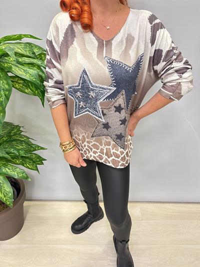 2322 Italyan Desenli Triko Bluz 