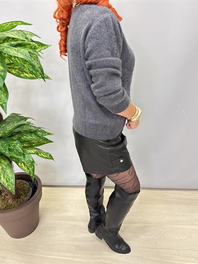 2323 Angora Simli Hırka-Ceket Antrasit