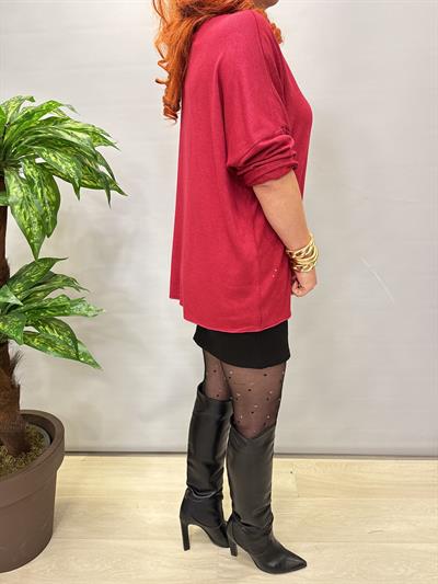 2326 Italyan Sim Detaylı Triko Bluz Bordo