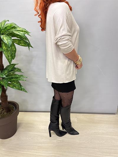 2326 Italyan Sim Detaylı Triko Bluz Taş